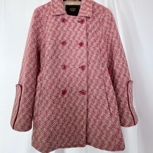 Coach Pink Herringbone Pea Coat Women’s Size 8 Spring/Fall Lightweight Jacket